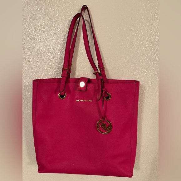 Michael Kors Fuchsia and Beige Tote - Picture 1 of 4